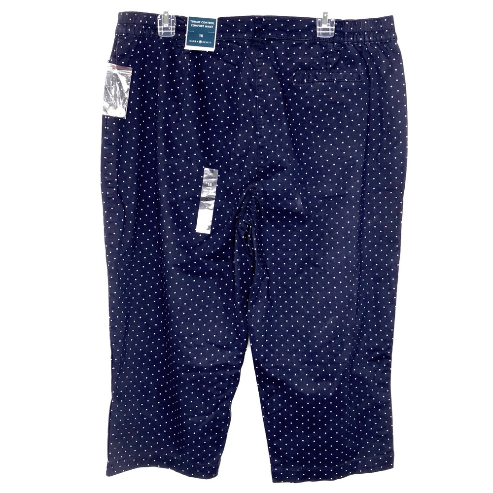 ❌SOLD❌ Karen Scott | NWT Comfort Capri Pants, Navy Blue & White Polka Dot, Sz 16 - Picture 16 of 17